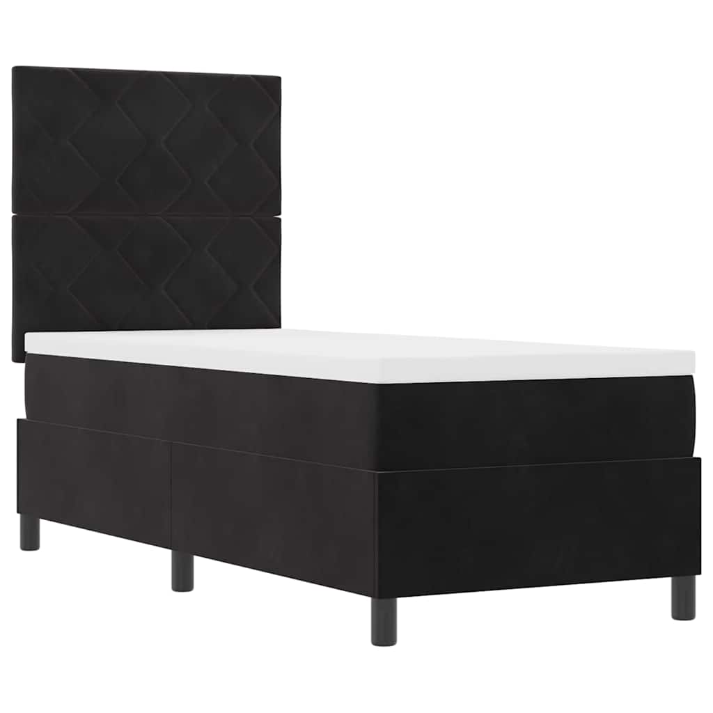 Boxspringbett mit Matratze Schwarz 80 x 200 cm Samt