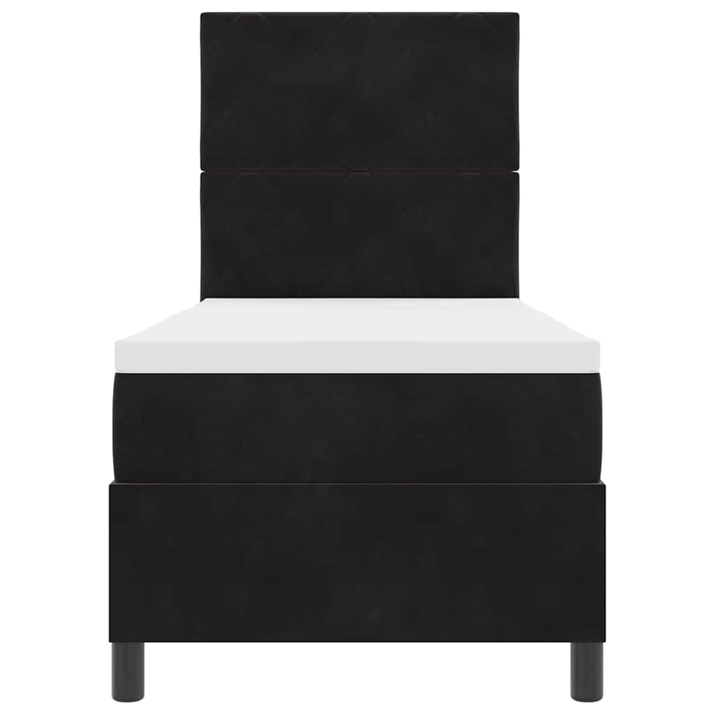 Boxspringbett mit Matratze Schwarz 80 x 200 cm Samt