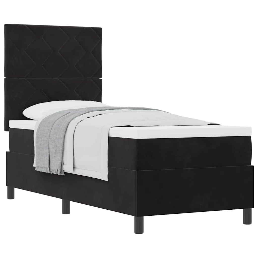 Boxspringbett mit Matratze Schwarz 80 x 200 cm Samt