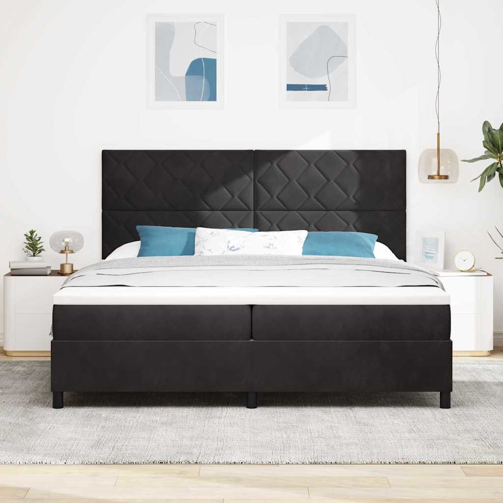 Boxspringbett mit Matratze Schwarz 200 x 200 cm Samt