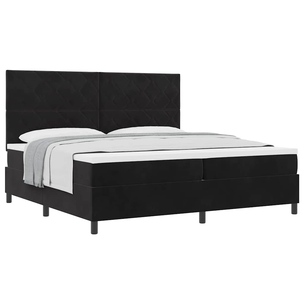 Boxspringbett mit Matratze Schwarz 200 x 200 cm Samt
