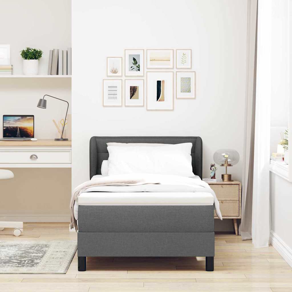 Boxspringbett mit Matratze Dunkelgrau 100 x 200 cm Stoff
