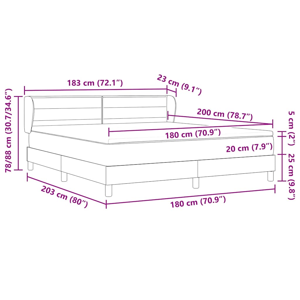 Boxspringbett mit Matratze Schwarz 180 x 200 cm Stoff