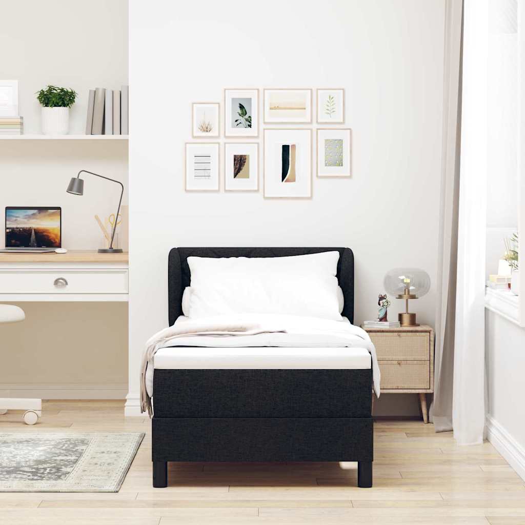 Boxspringbett mit Matratze Schwarz 80 x 200 cm Stoff