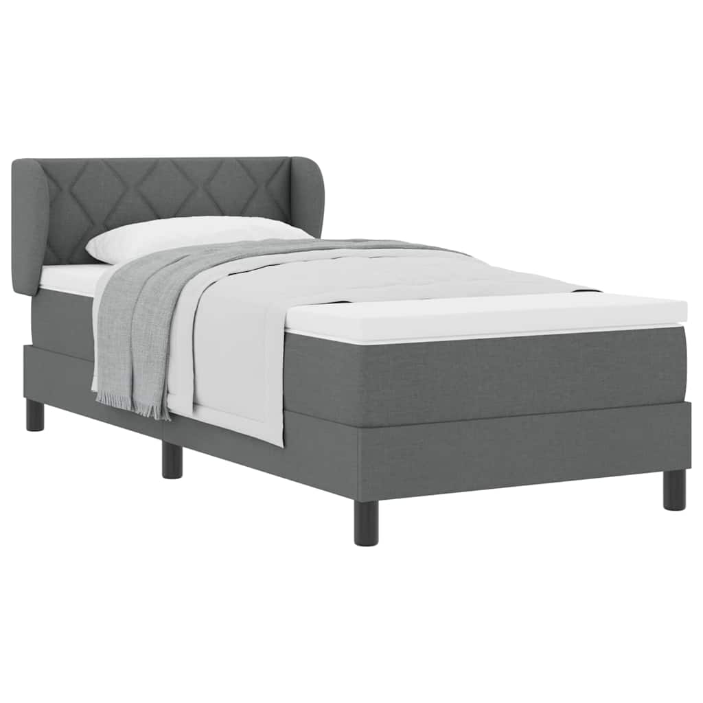 Boxspringbett mit Matratze Dunkelgrau 100 x 200 cm Stoff