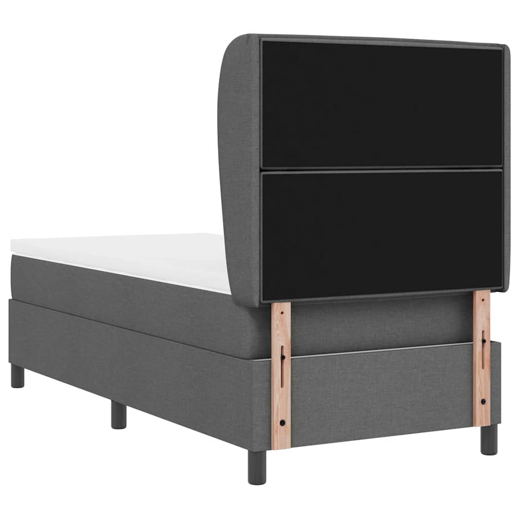 Boxspringbett mit Matratze Dunkelgrau 100 x 200 cm Stoff