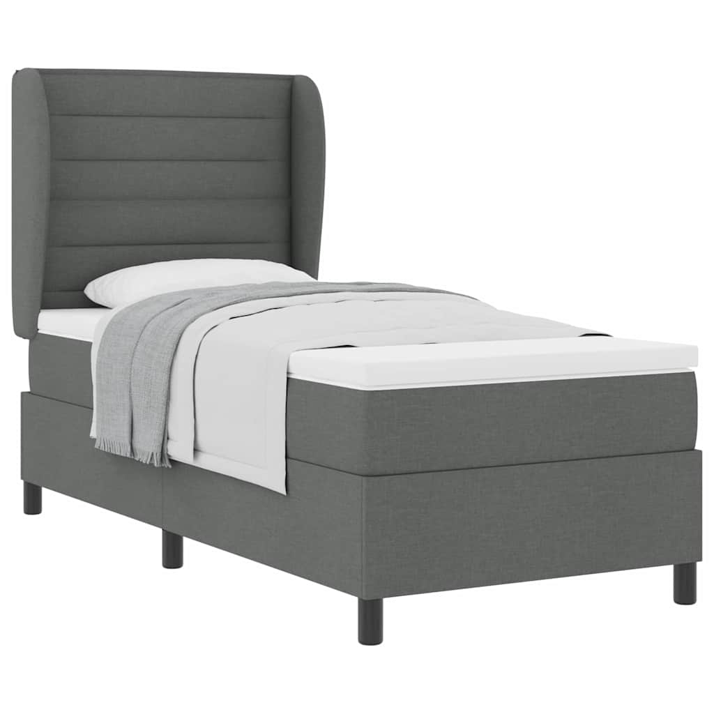 Boxspringbett mit Matratze Dunkelgrau 100 x 200 cm Stoff