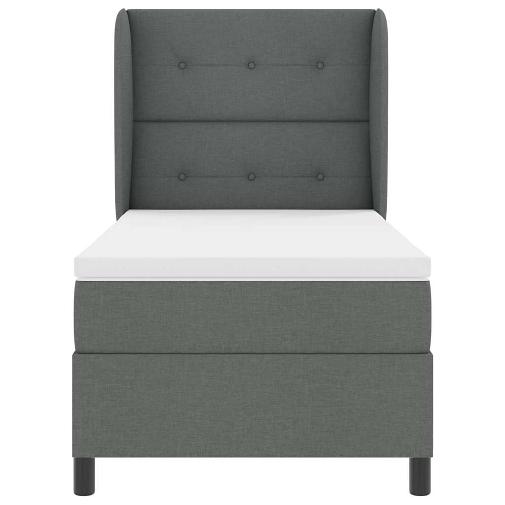 Boxspringbett mit Matratze Dunkelgrau 100 x 200 cm Stoff