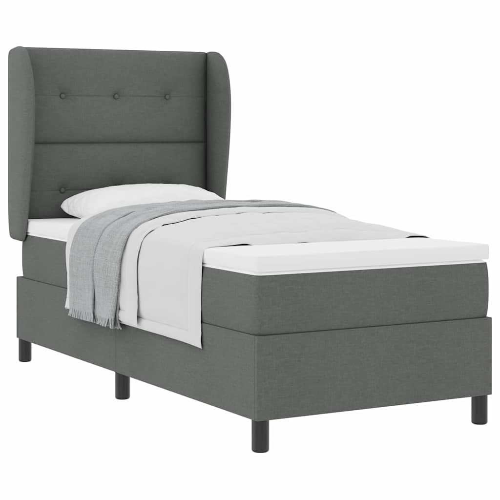Boxspringbett mit Matratze Dunkelgrau 100 x 200 cm Stoff