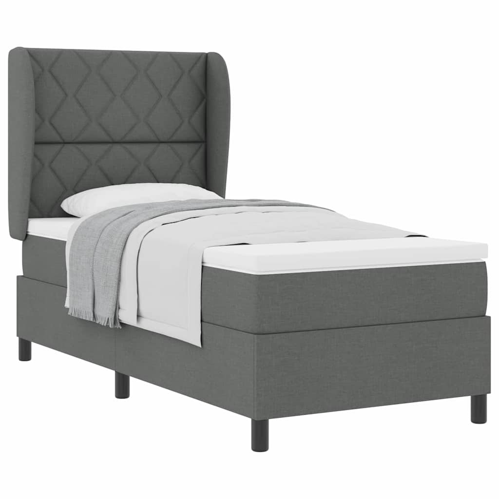 Boxspringbett mit Matratze Dunkelgrau 100 x 200 cm Stoff