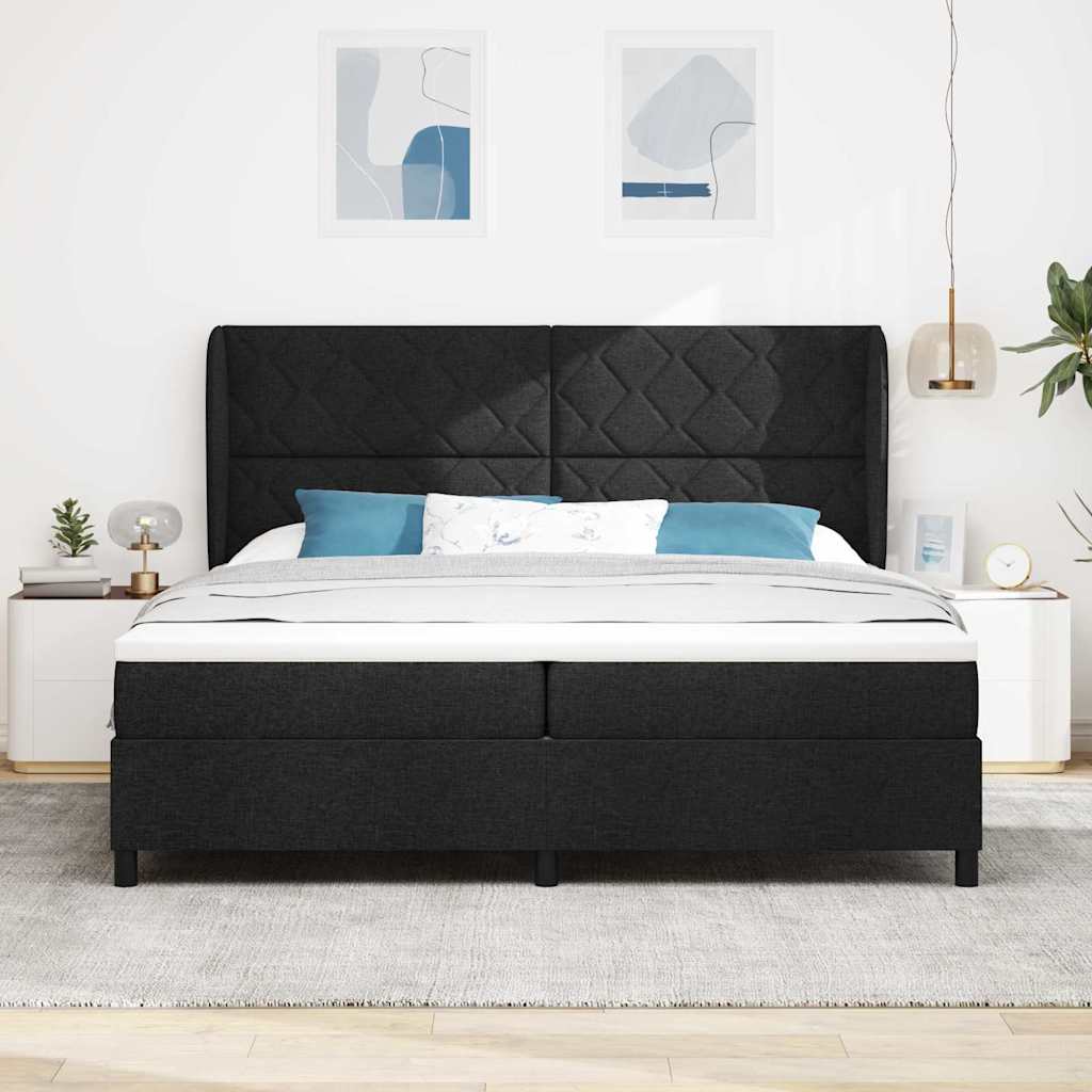 Boxspringbett mit Matratze Schwarz 200 x 200 cm Stoff