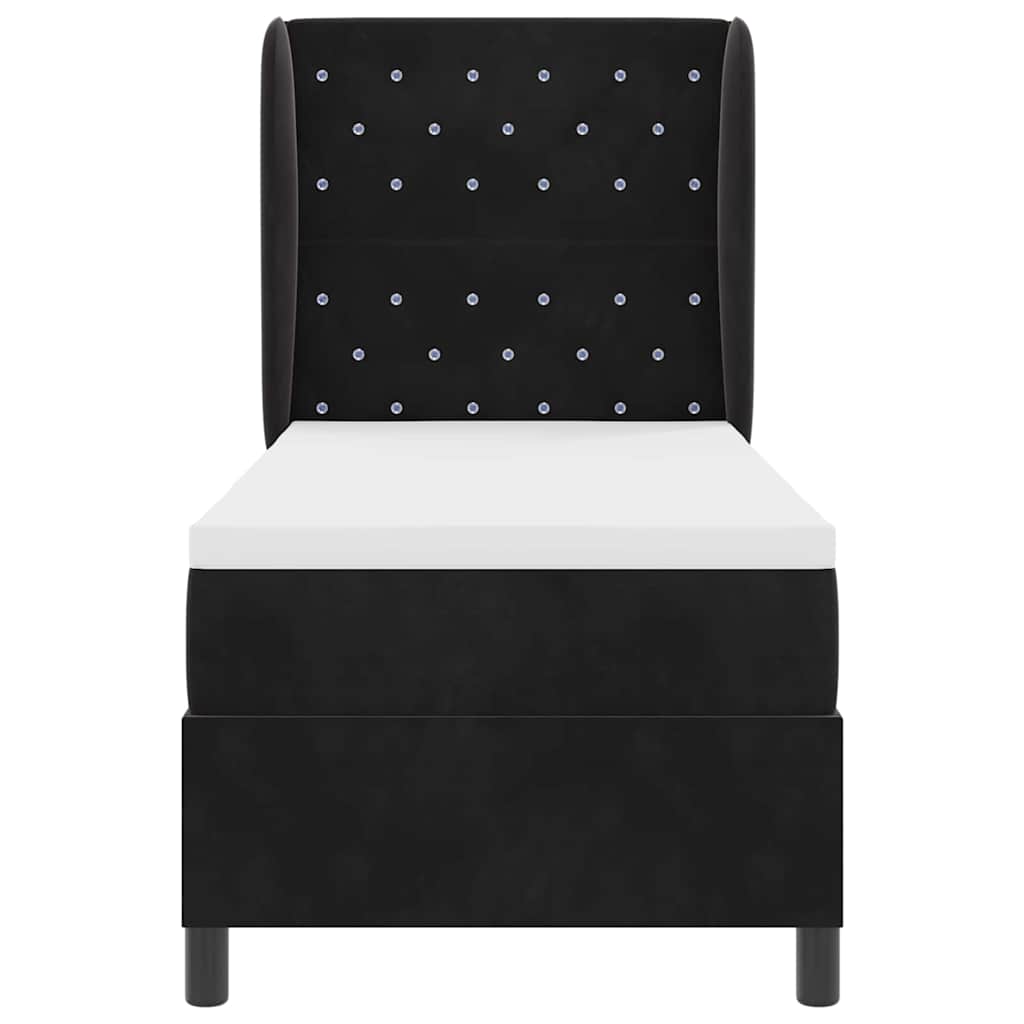 Boxspringbett mit Matratze Schwarz 80 x 200 cm Samt