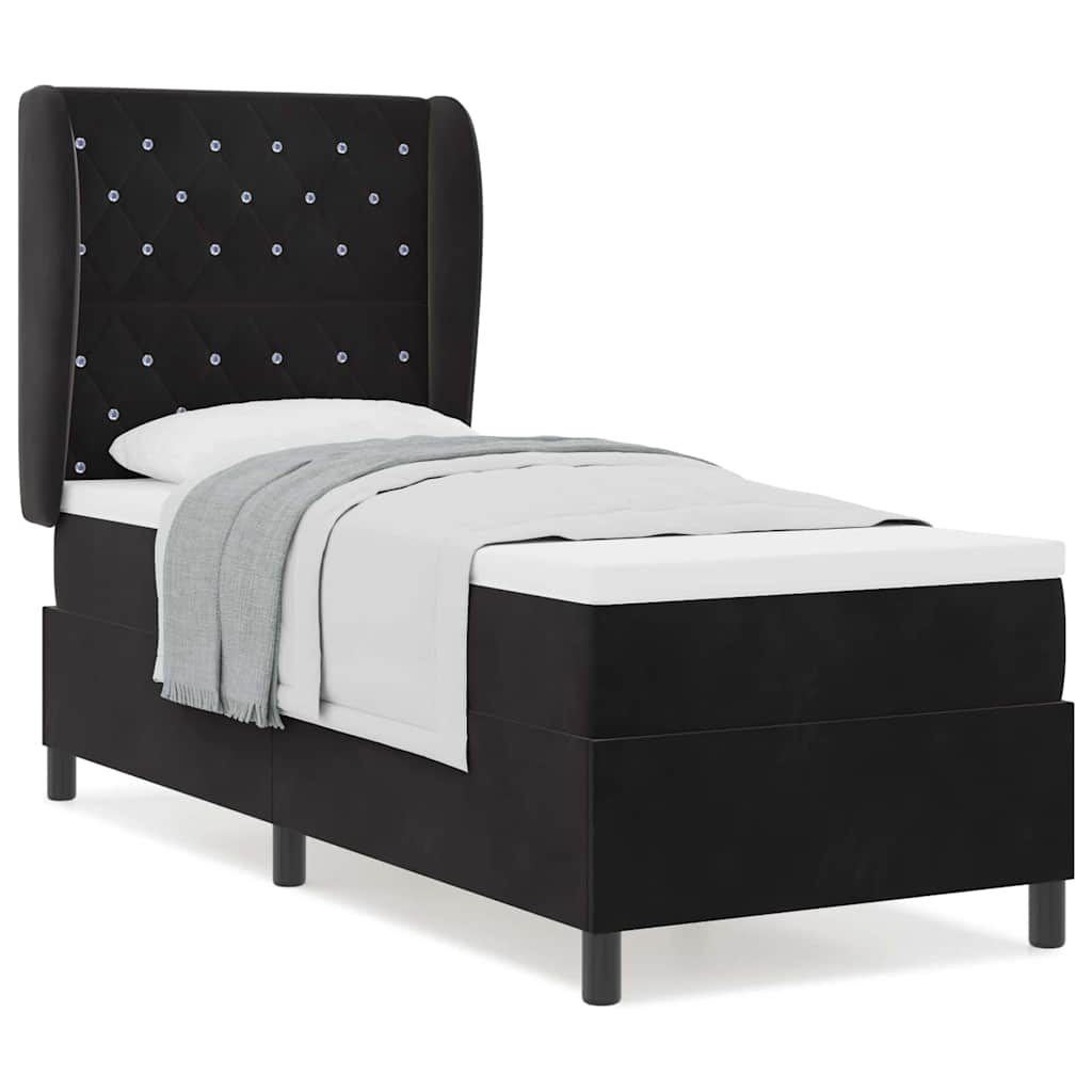 Boxspringbett mit Matratze Schwarz 80 x 200 cm Samt