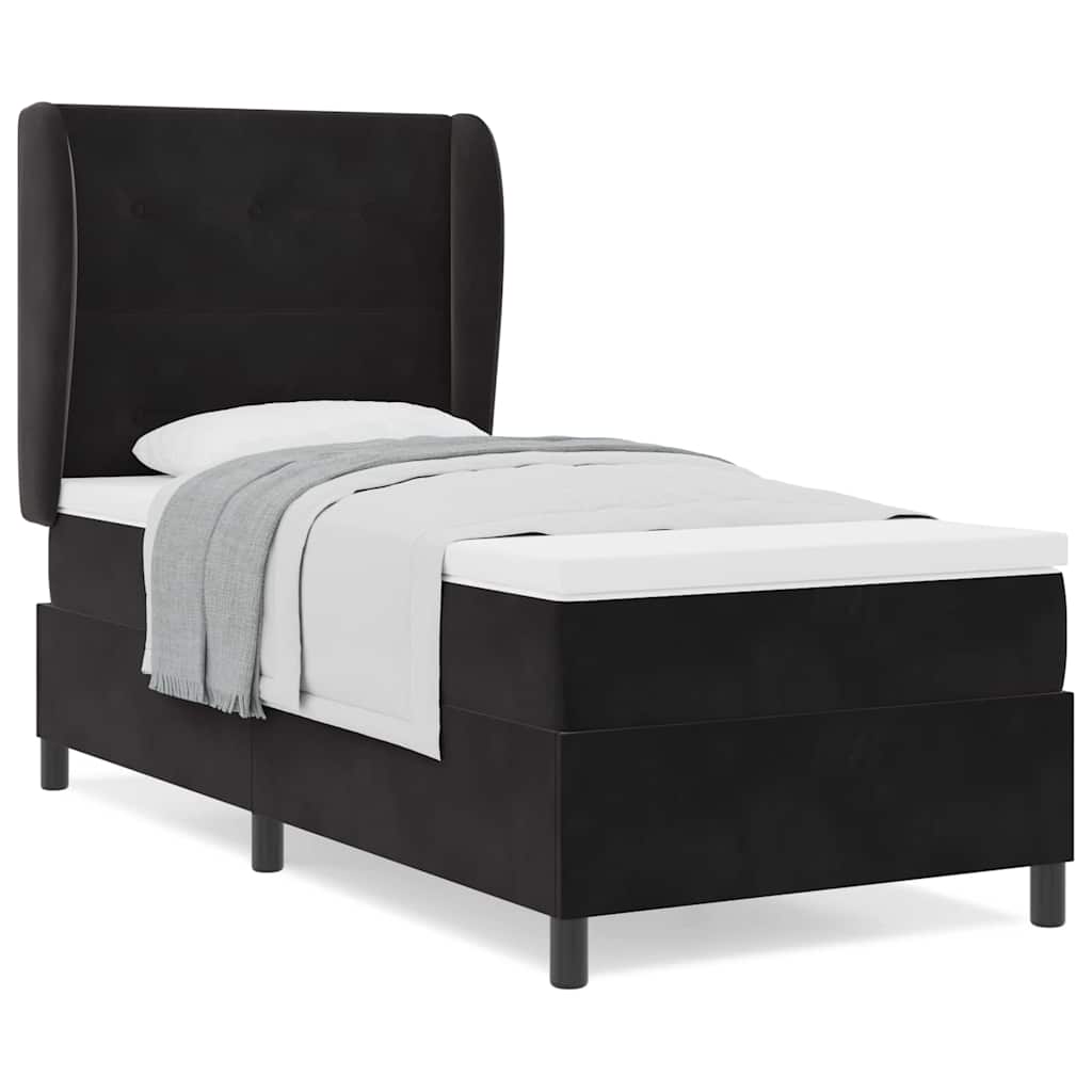 Boxspringbett mit Matratze Schwarz 80 x 200 cm Samt