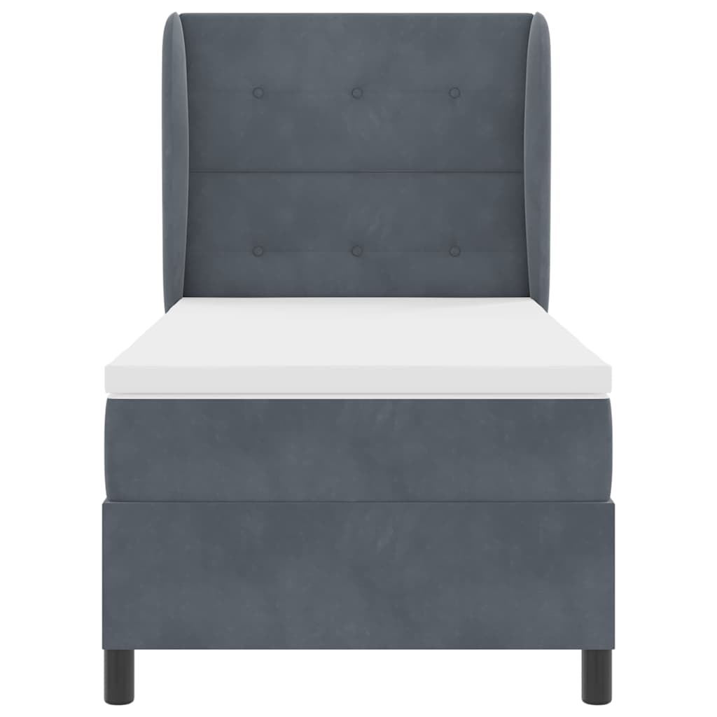 Boxspringbett mit Matratze Dunkelgrau 100 x 200 cm Samt