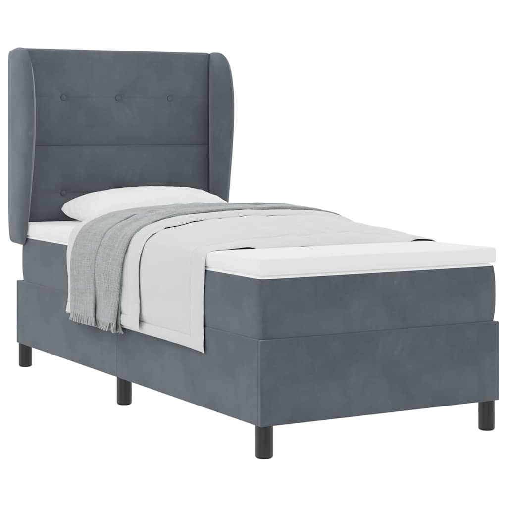 Boxspringbett mit Matratze Dunkelgrau 100 x 200 cm Samt