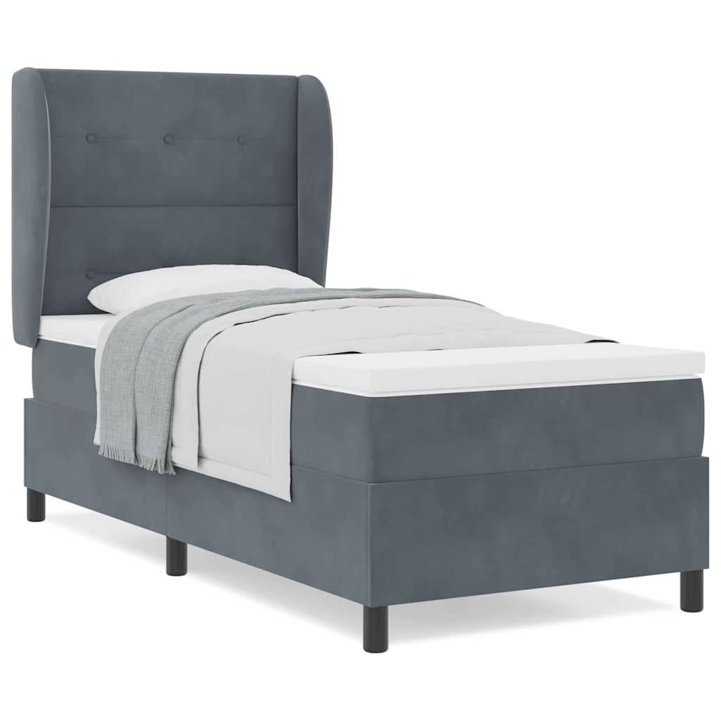 Boxspringbett mit Matratze Dunkelgrau 100 x 200 cm Samt