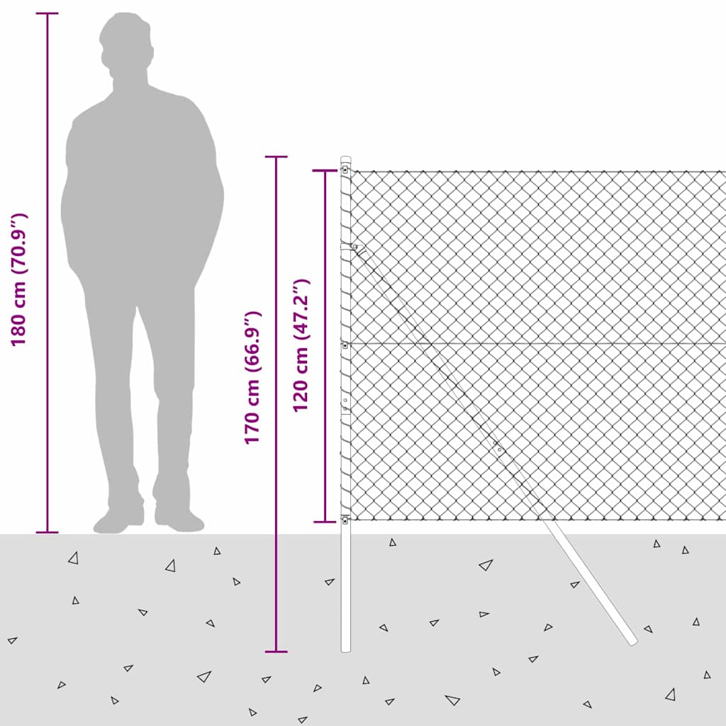 Ground Fix Geschweißter Drahtzaun Grau 10 x 1,2 m 40 x 40 mm