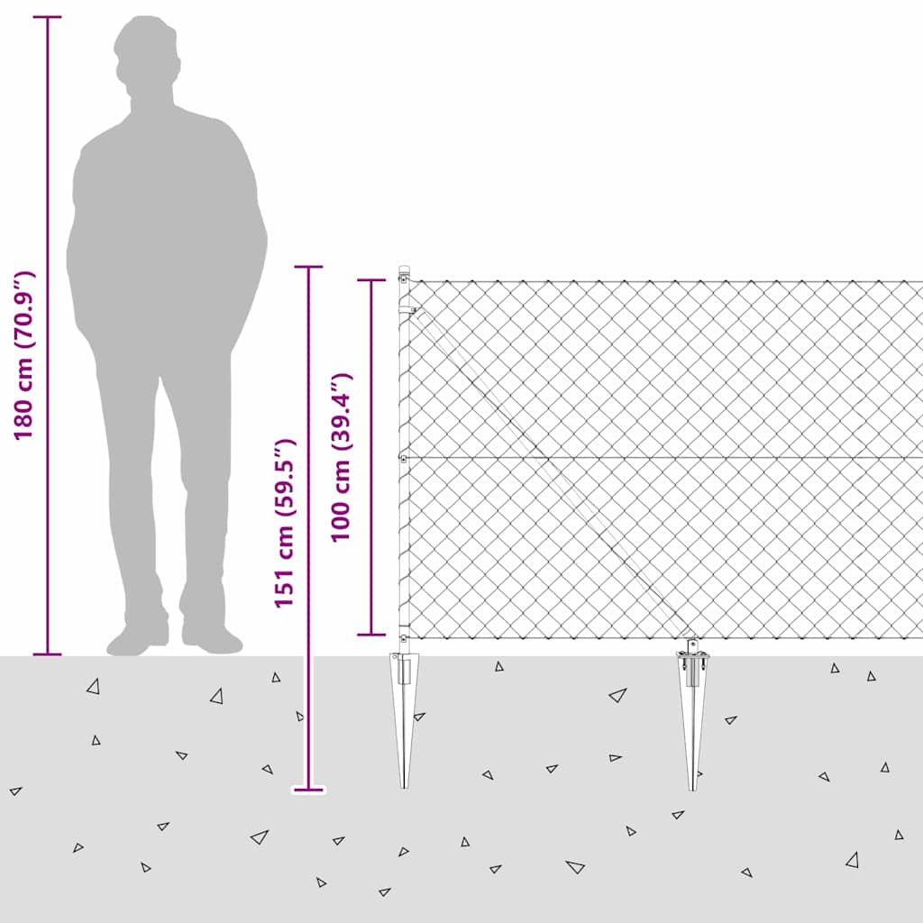 Schweißdrahtzaun mit Spikes 10 x 1 m (B x H)