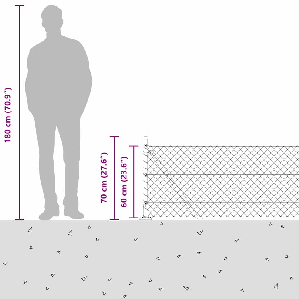 Geschweißter Drahtzaun mit Betonfundament 10 x 0,6 m (B x H)