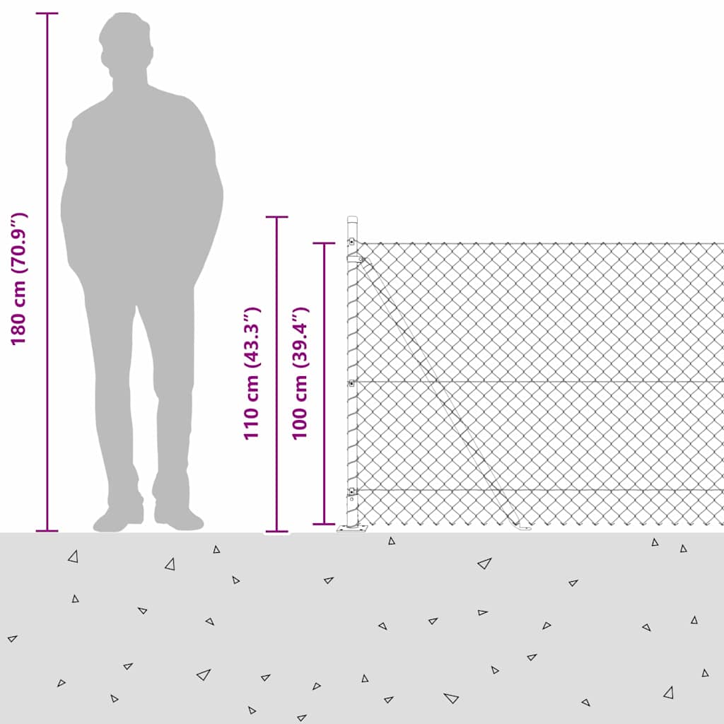 Geschweißter Drahtzaun mit Betonfundament 10 x 1 m (B x H)