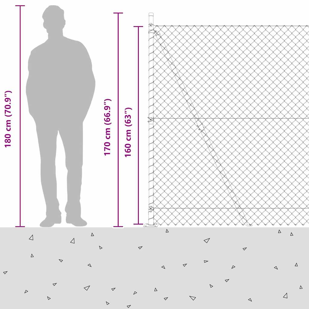 Geschweißter Drahtzaun mit Betonfundament 10 x 1,6 m (B x H)