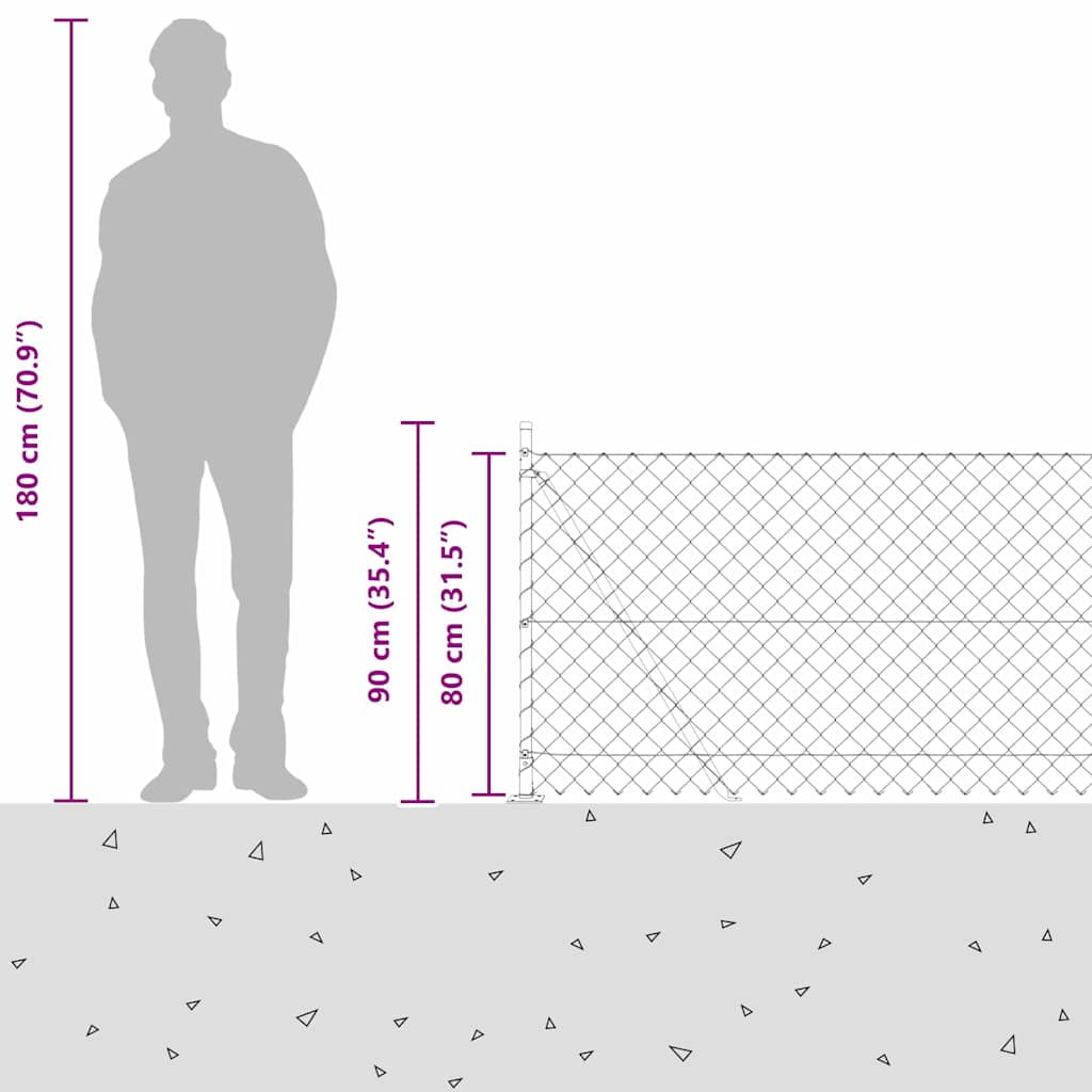 Geschweißter Drahtzaun mit Betonfundament 10 x 0,8 m (B x H)