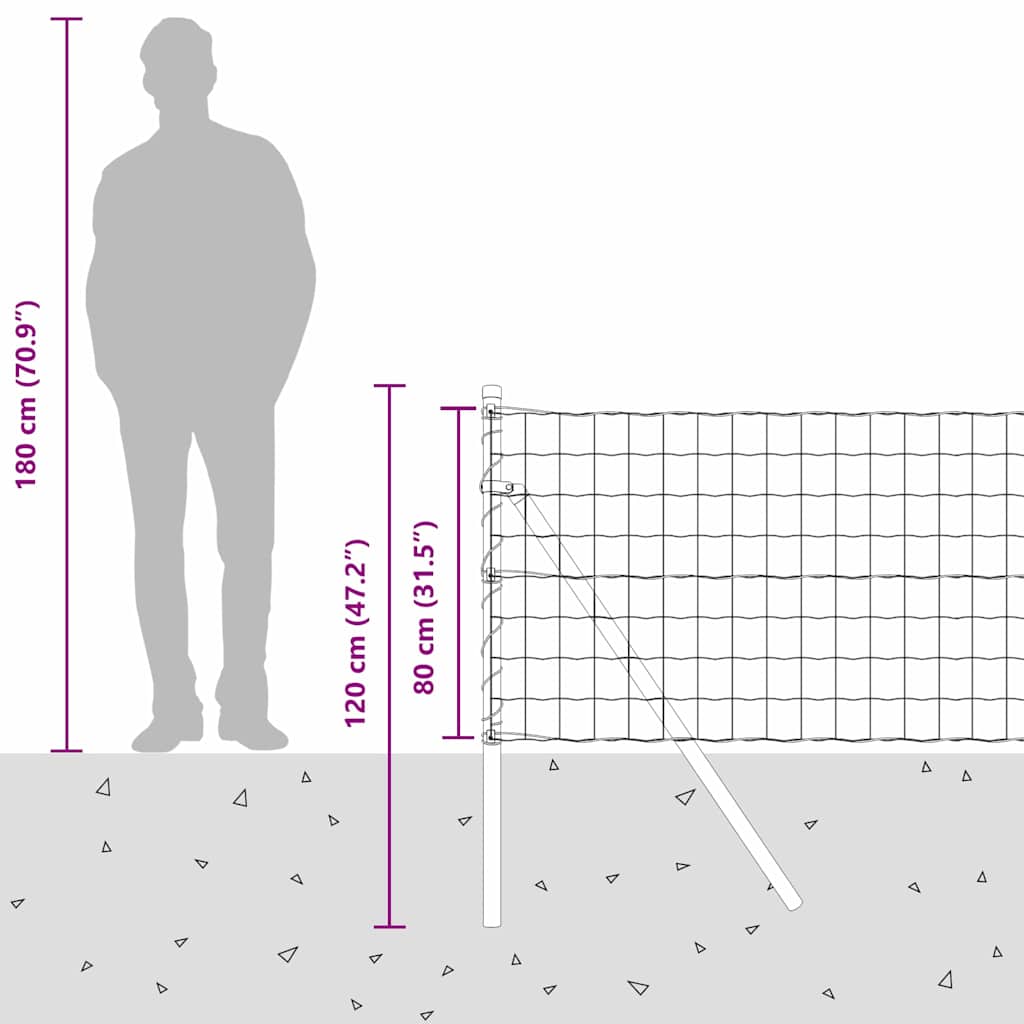 Ground Fix Geschweißter Drahtzaun 10 x 0,8 m (B x H)