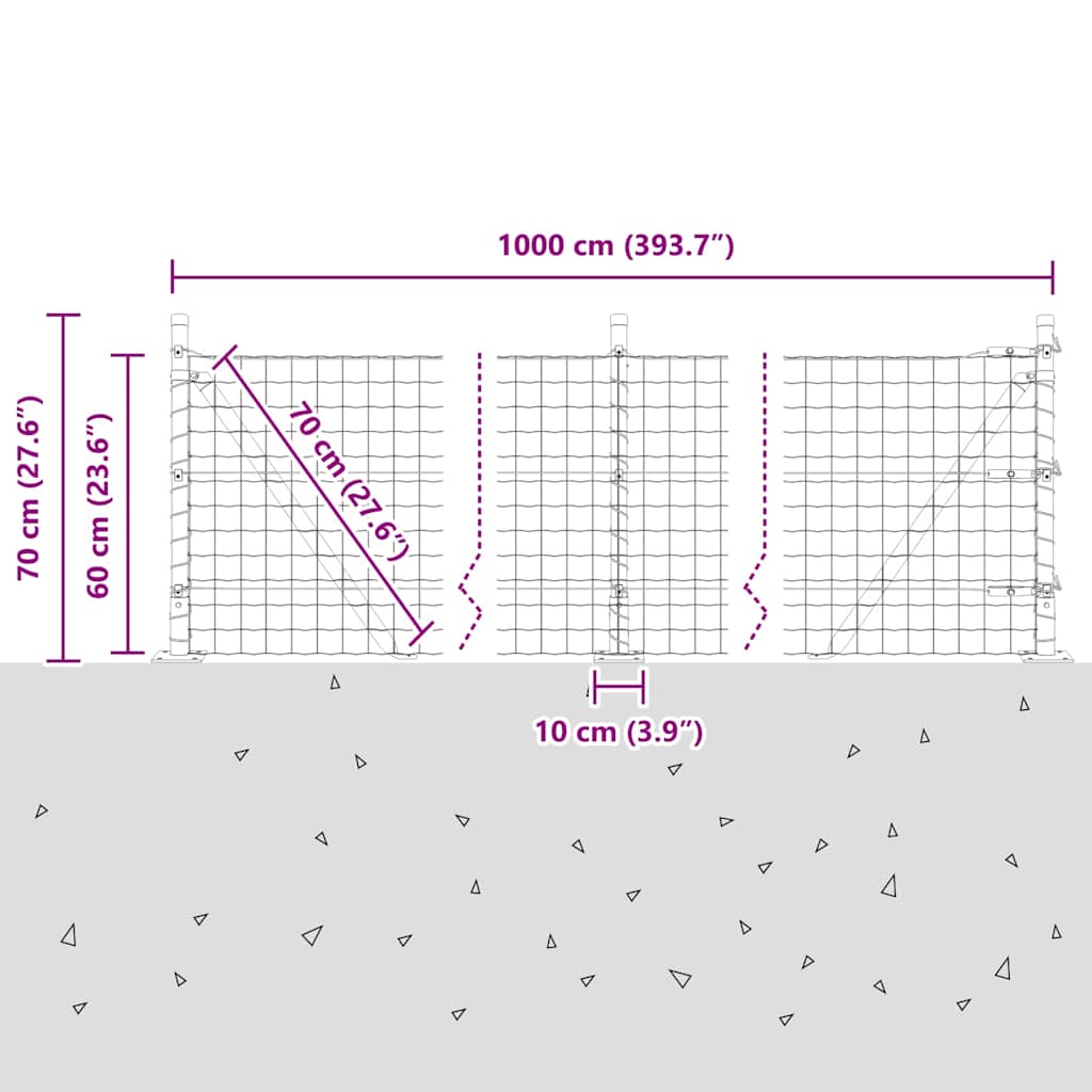 Euro-Zaun mit Betonsockel 10 x 0,6 m PVC-beschichteter Stahl