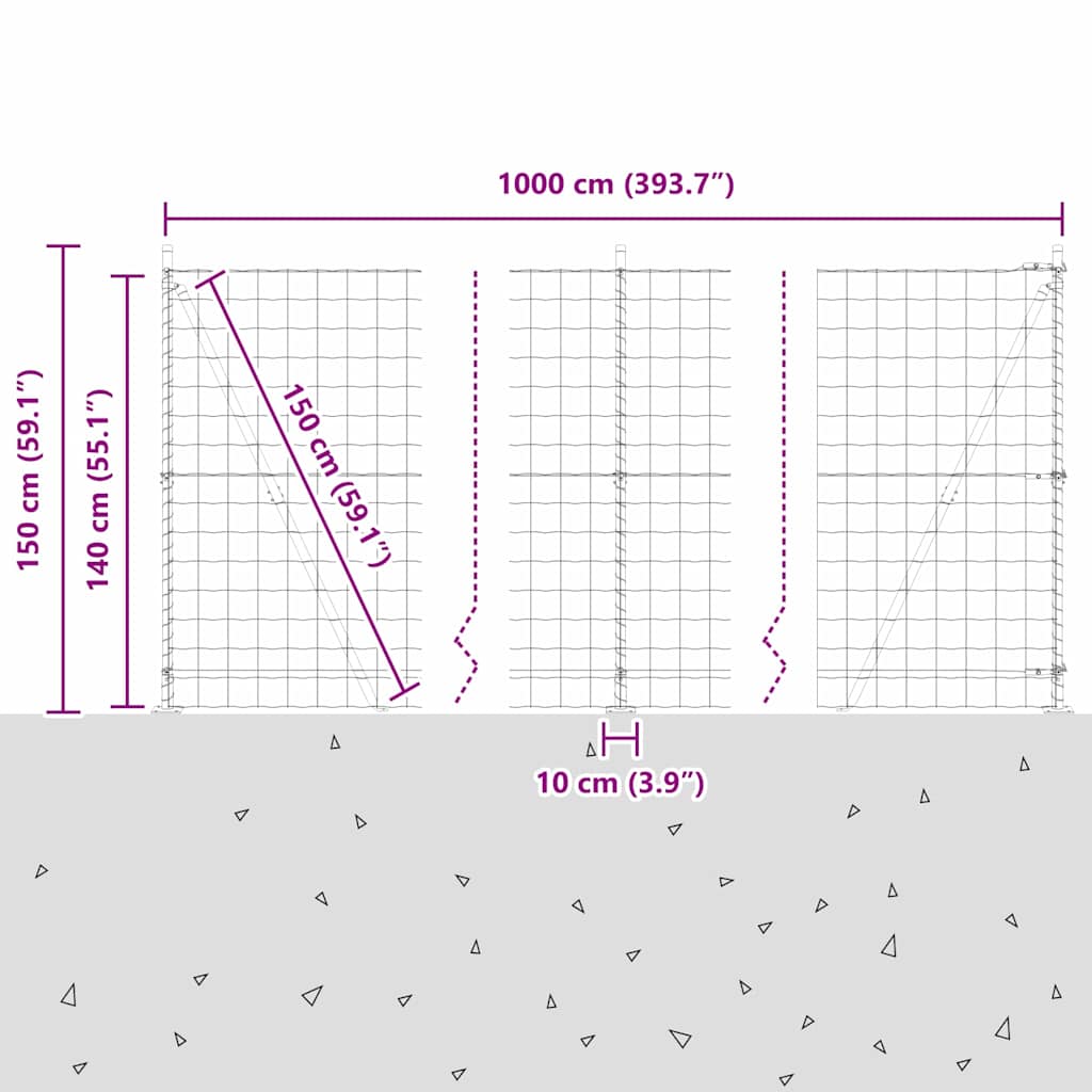 Euro-Zaun mit Betonsockel 10 x 1,4 m PVC-beschichteter Stahl