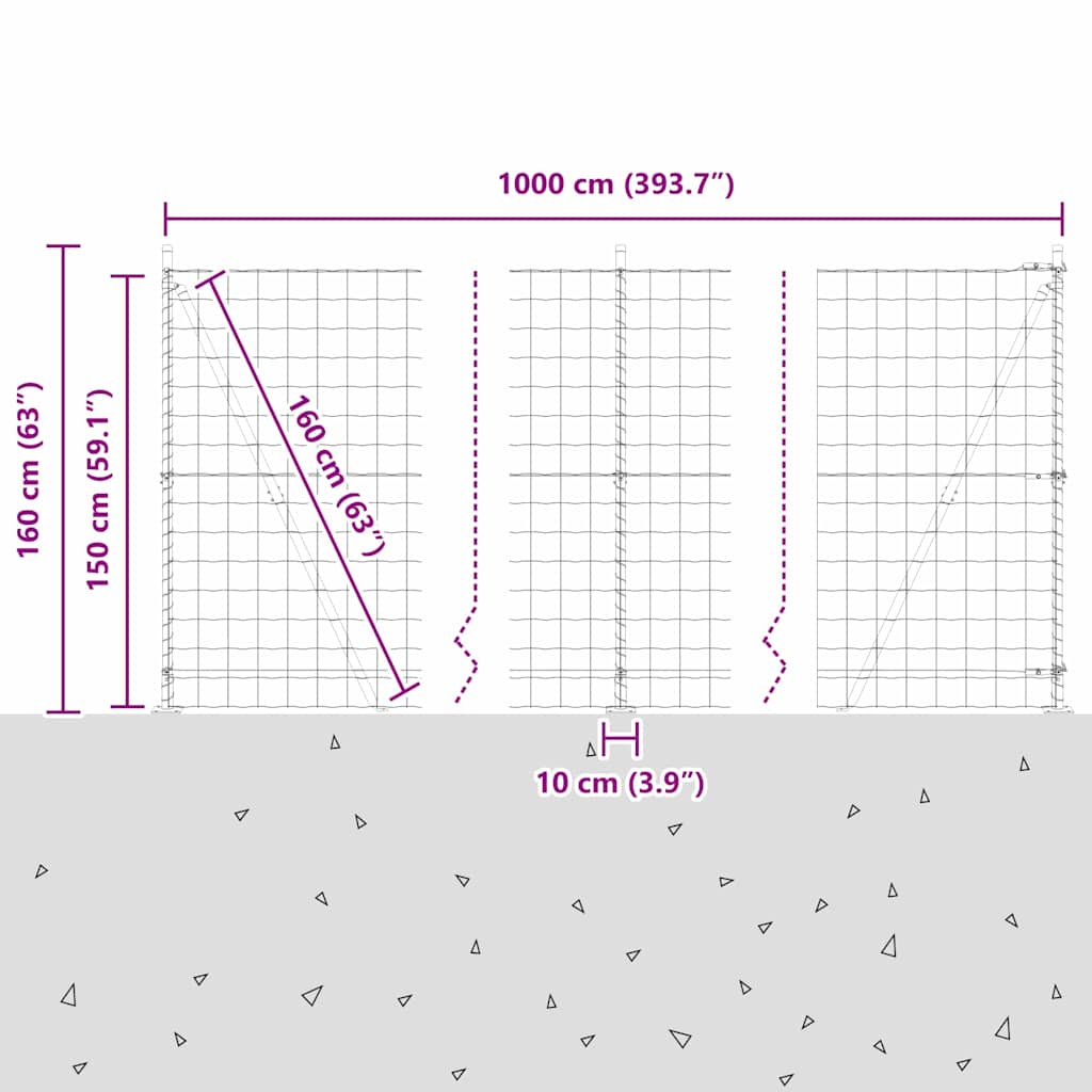 Euro-Zaun mit Betonsockel 10 x 1,5 m PVC-beschichteter Stahl