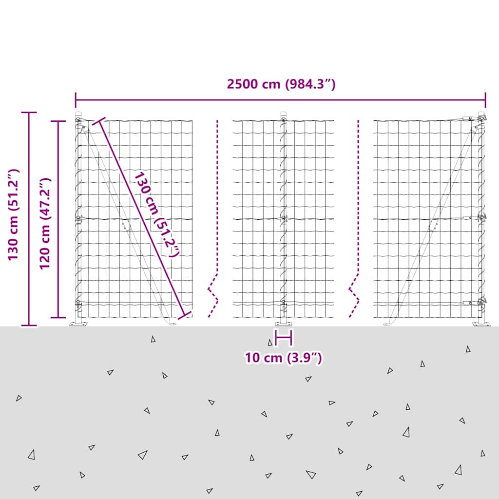 Euro-Zaun mit Betonsockel 25 x 1,2 m PVC-beschichteter Stahl