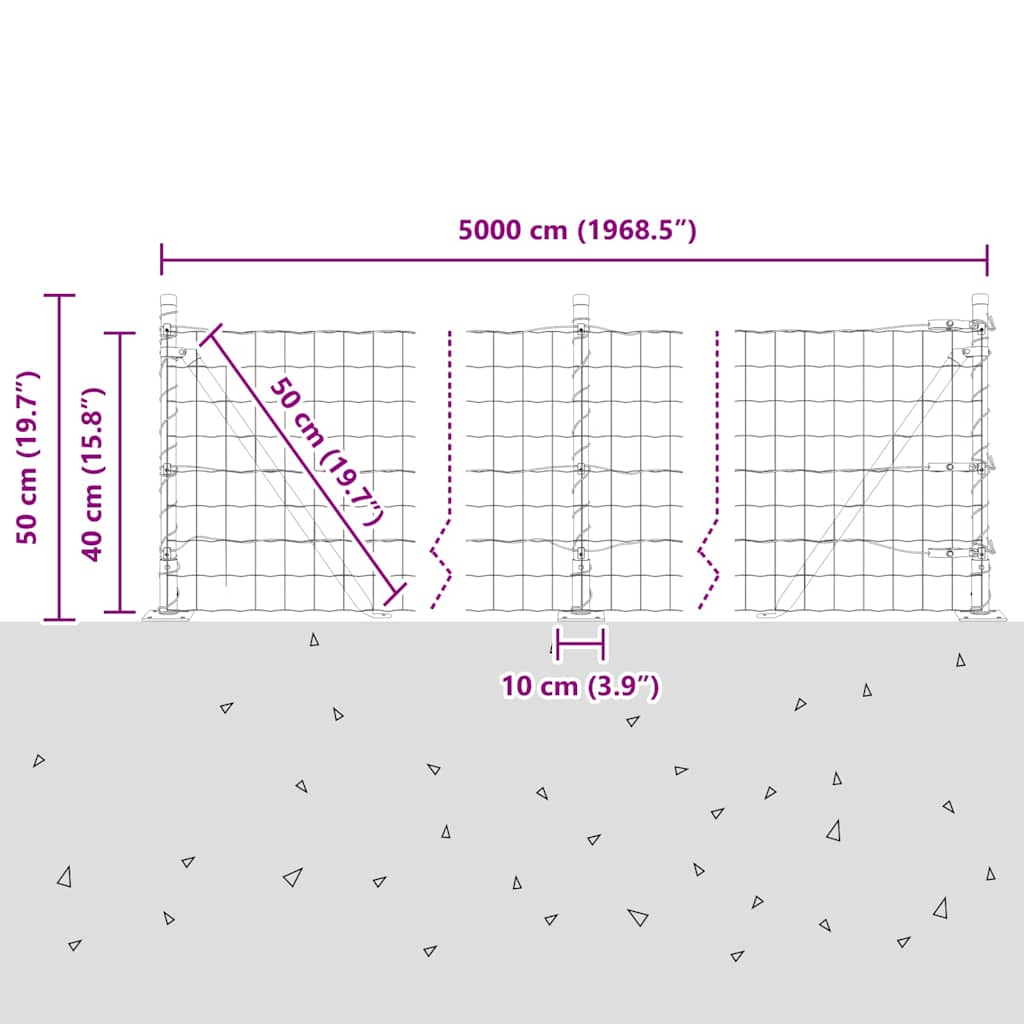 Geschweißter Drahtzaun mit Betonfundament 50 x 0,4 m (B x H)