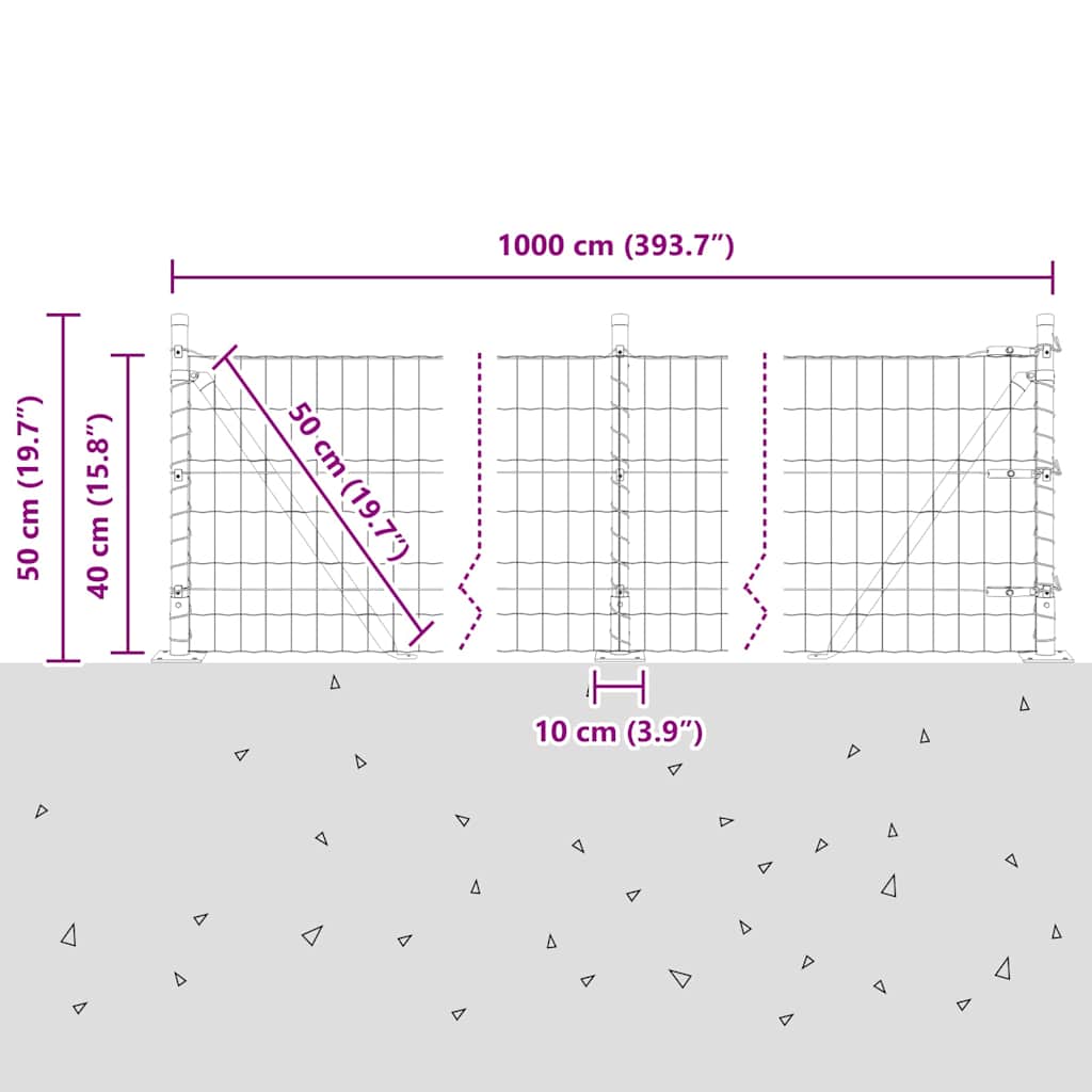 Geschweißter Drahtzaun mit Betonfundament 10 x 0,4 m (B x H)