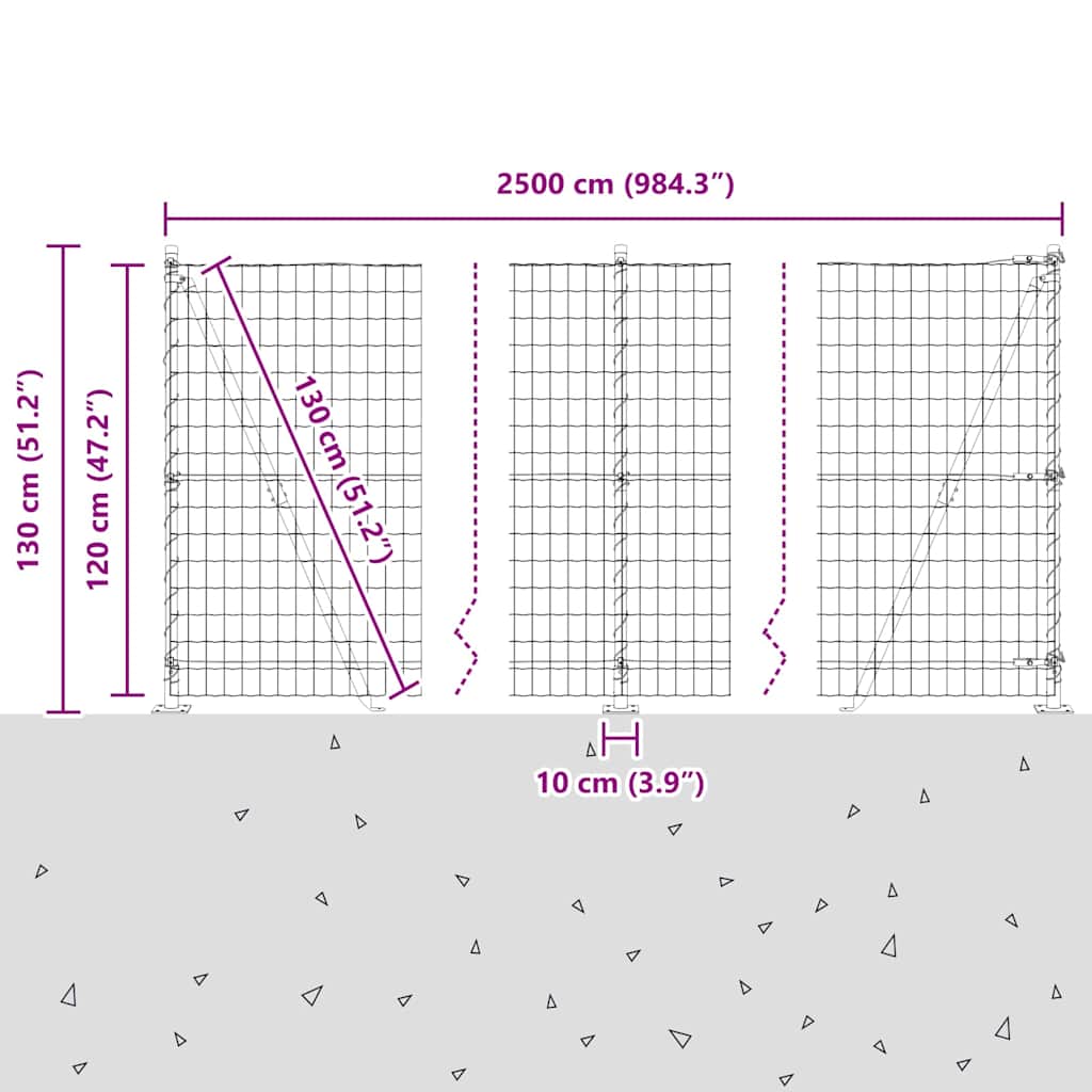 Euro-Zaun mit Betonsockel 25 x 1,2 m PVC-beschichteter Stahl