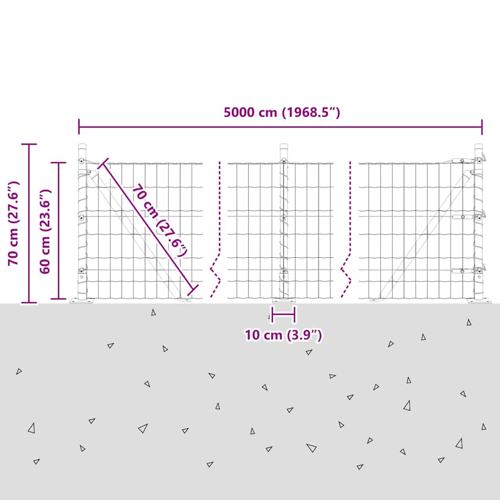 Euro-Zaun mit Betonsockel 50 x 0,6 m PVC-beschichteter Stahl