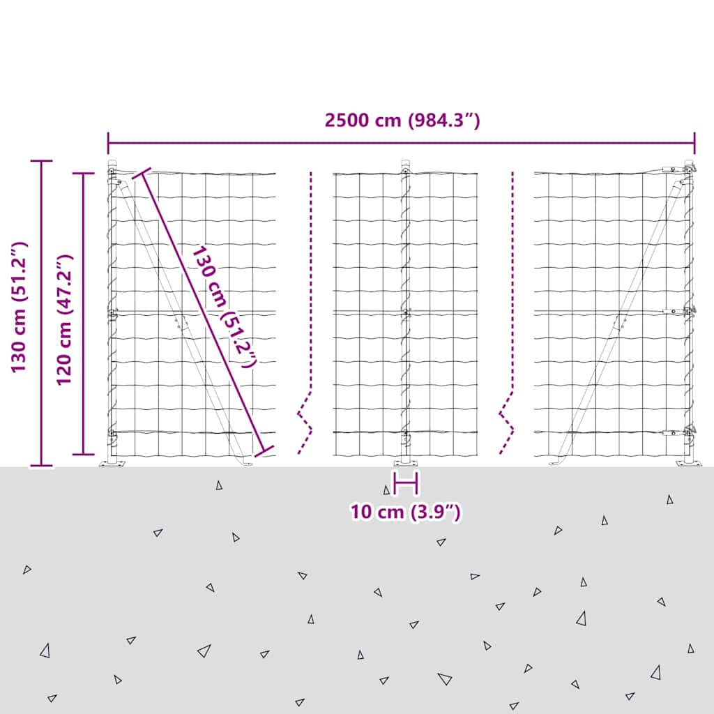 Geschweißter Drahtzaun mit Betonfundament 25 x 1,2 m (B x H)