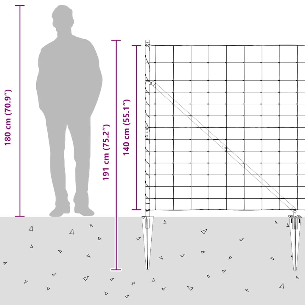 Schweißdrahtzaun mit Spikes 25 x 1,4 m (B x H)
