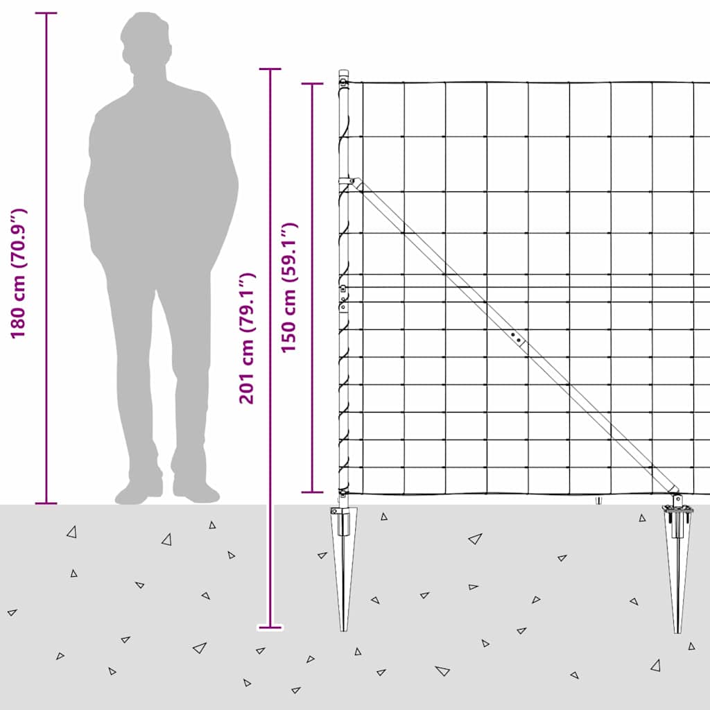Schweißdrahtzaun mit Spikes 25 x 1,5 m (B x H)