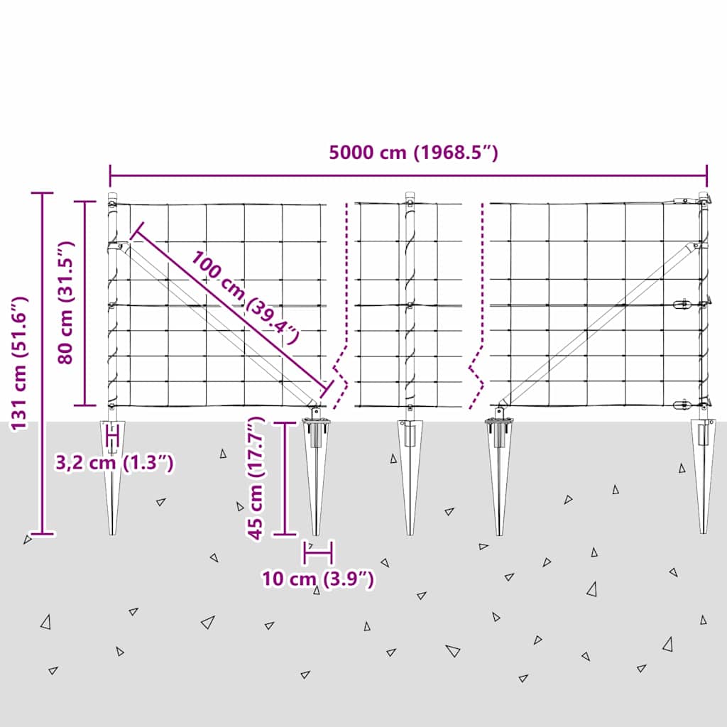 Schweißdrahtzaun mit Spikes 50 x 0,8 m Verzinkter Stahl Silber