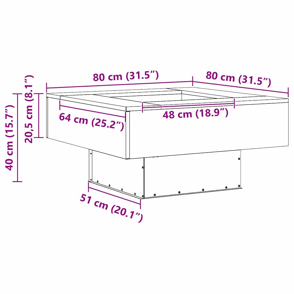 Feuerstelle Rostoptik 80 x 80 x 40 cm Wetterfeststahl