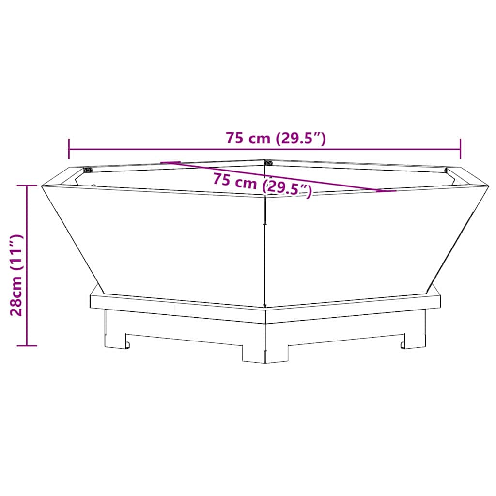 Feuerstelle Rostoptik 75 x 75 x 28 cm