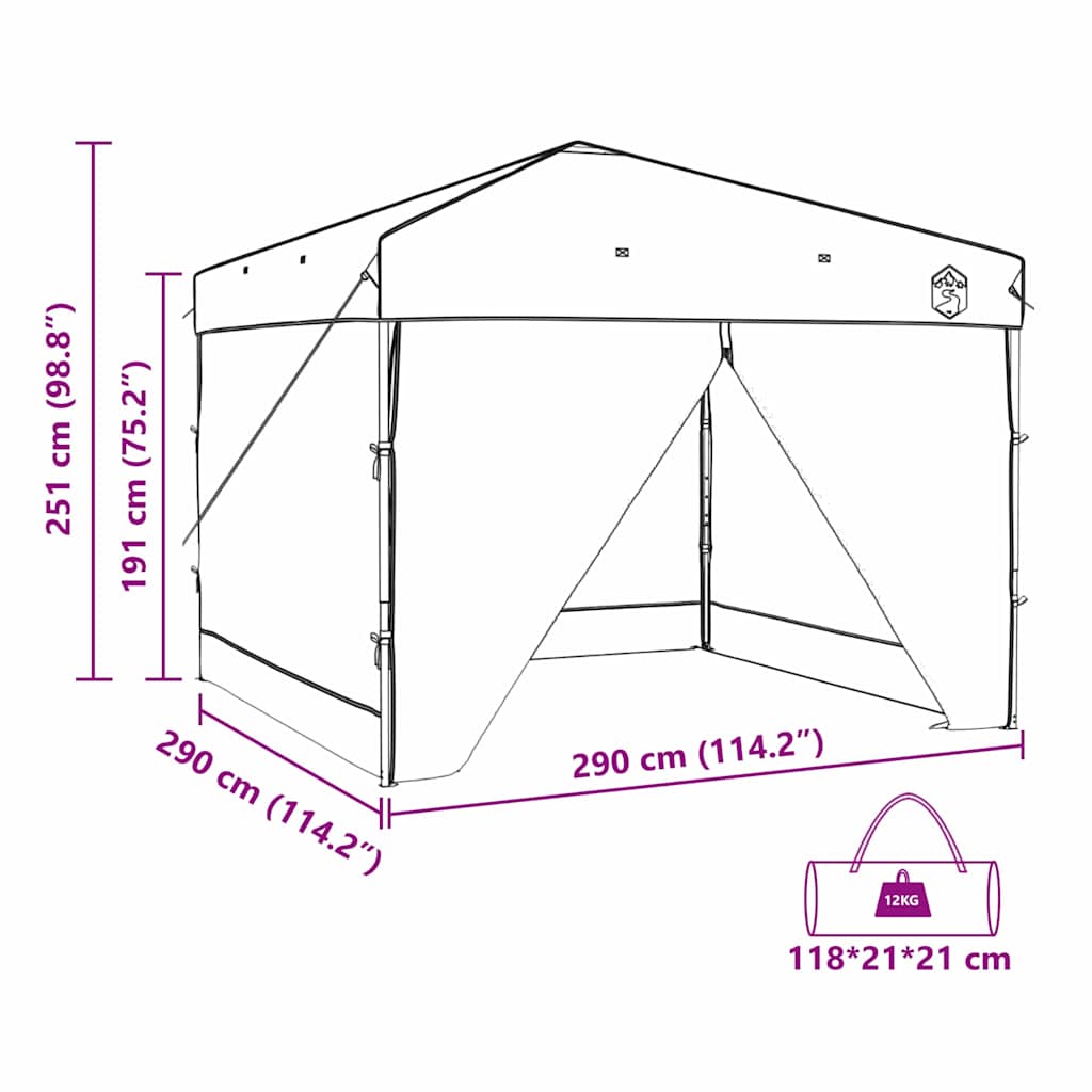 Pavillon-Zelt 290 x 290 x 251 cm Blau Stoff