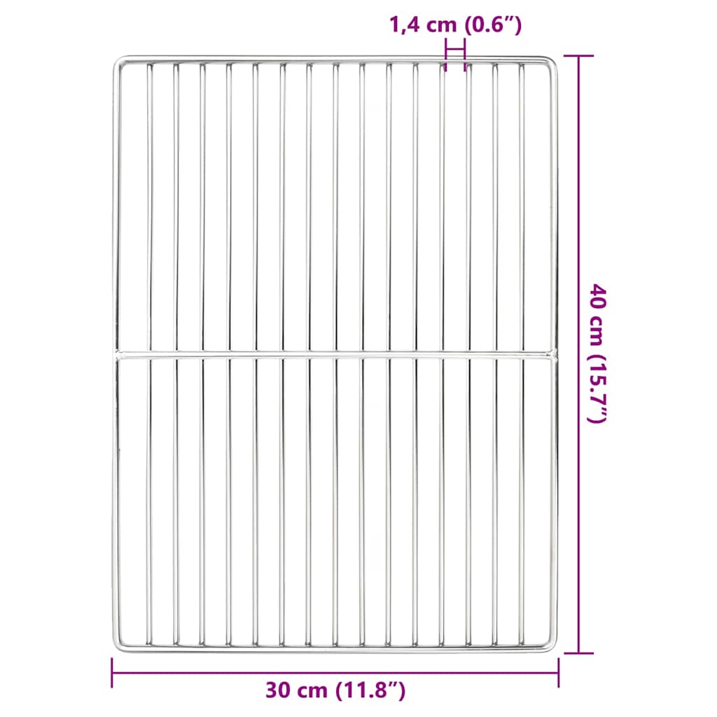 Grillrost 40 x 30 cm Edelstahl Silber