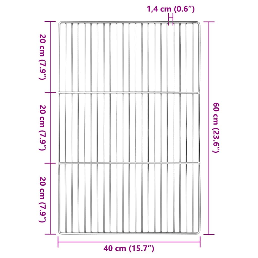 Grillrost 60 x 40 cm Edelstahl Silber