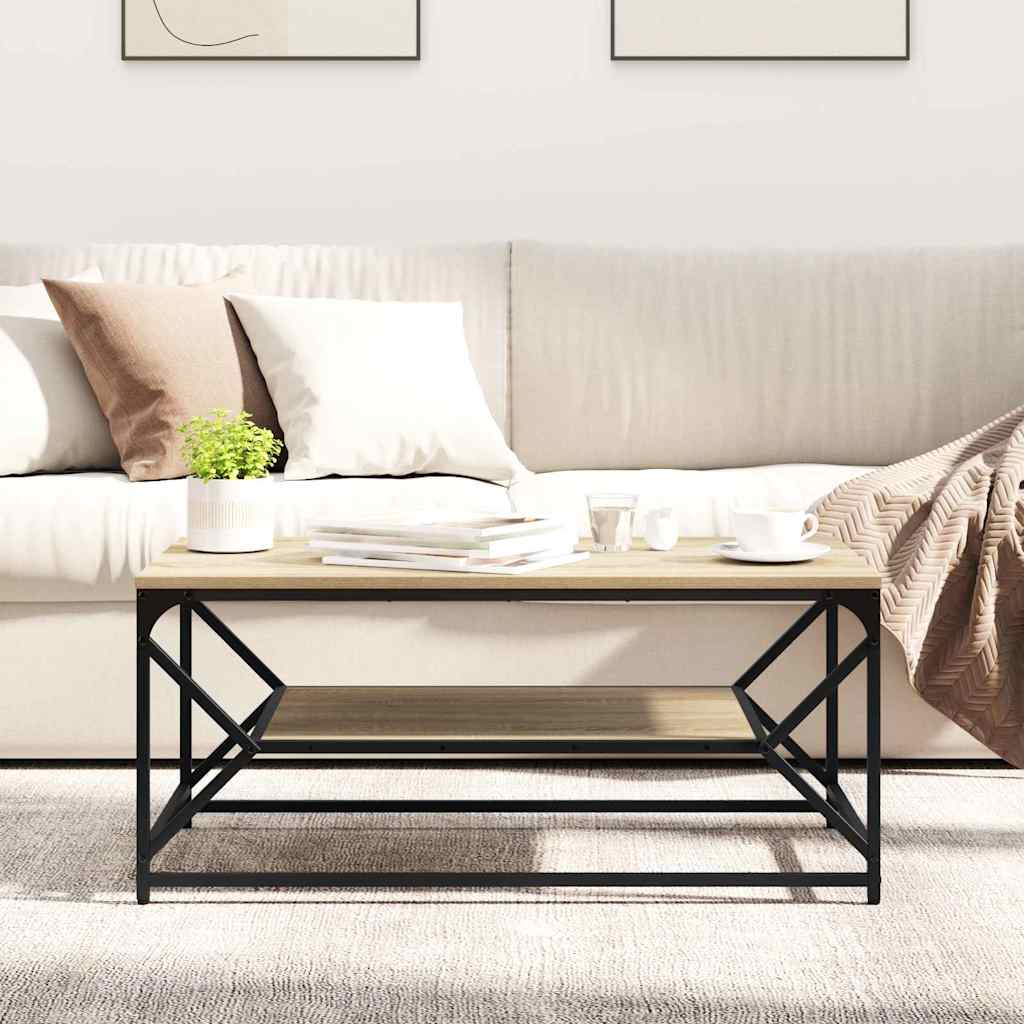 Couchtisch Sonoma Eiche 90 x 50 x 40 cm Ingenieurholz und Stahl
