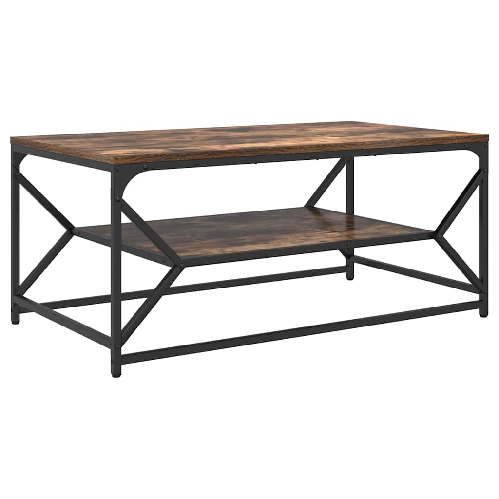 Couchtisch Räuchereiche 90 x 50 x 40 cm Ingenieurholz und Stahl