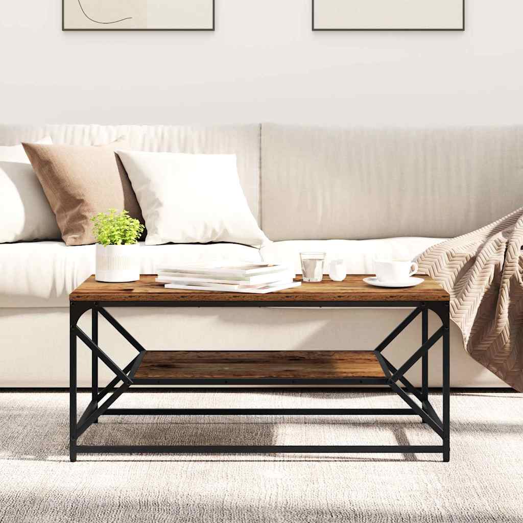 Couchtisch Altholz 90 x 50 x 40 cm Ingenieurholz und Stahl