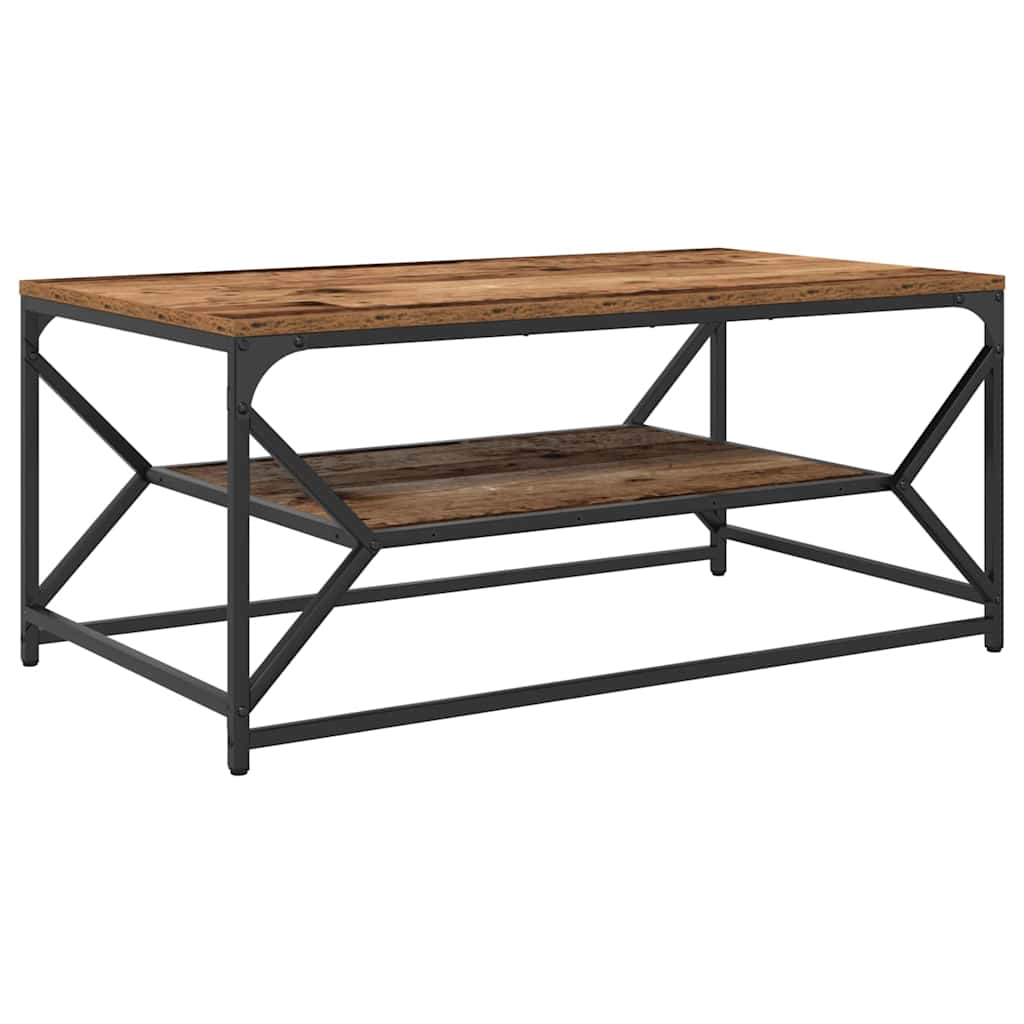 Couchtisch Altholz 90 x 50 x 40 cm Ingenieurholz und Stahl