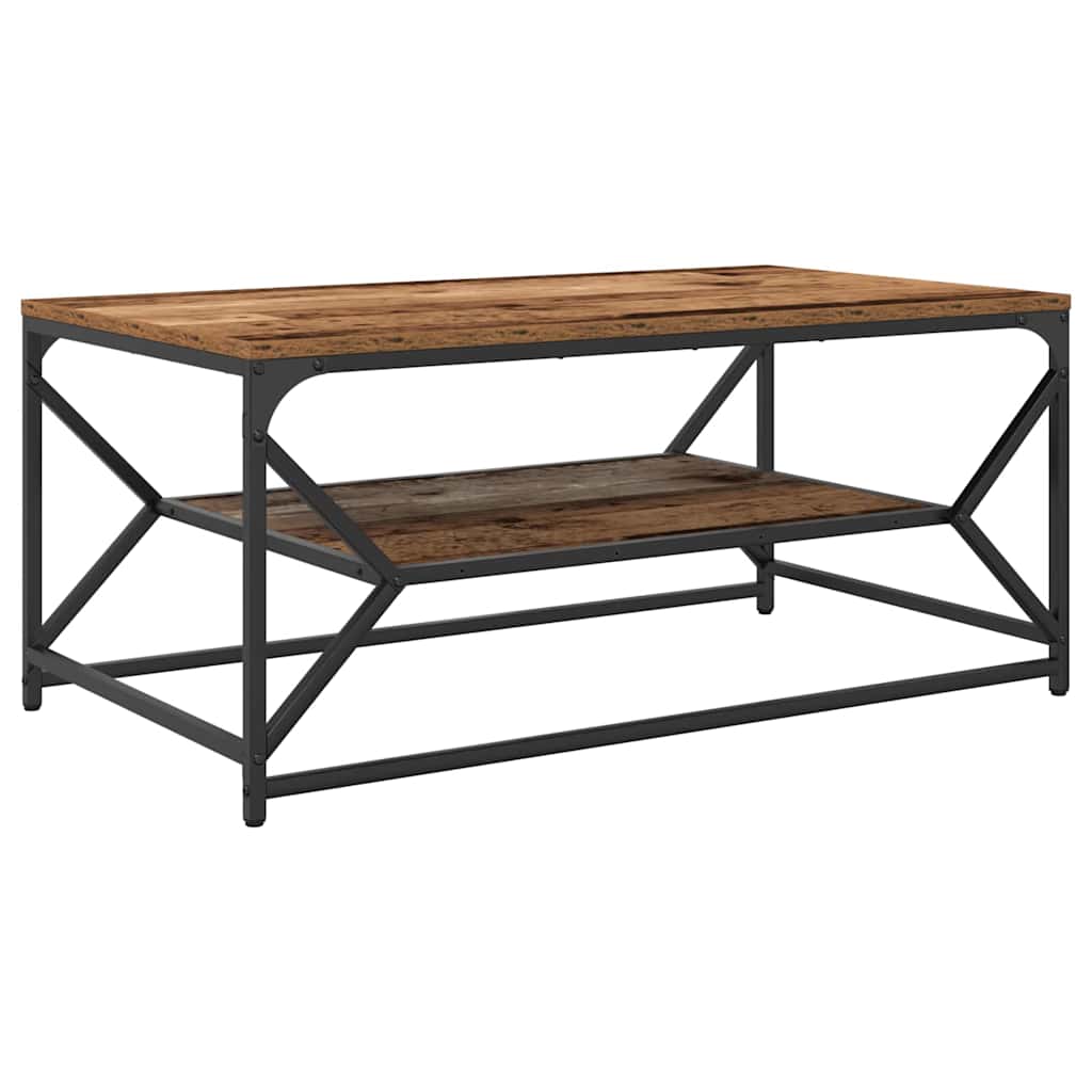 Couchtisch Altholz 90 x 50 x 40 cm Ingenieurholz und Stahl